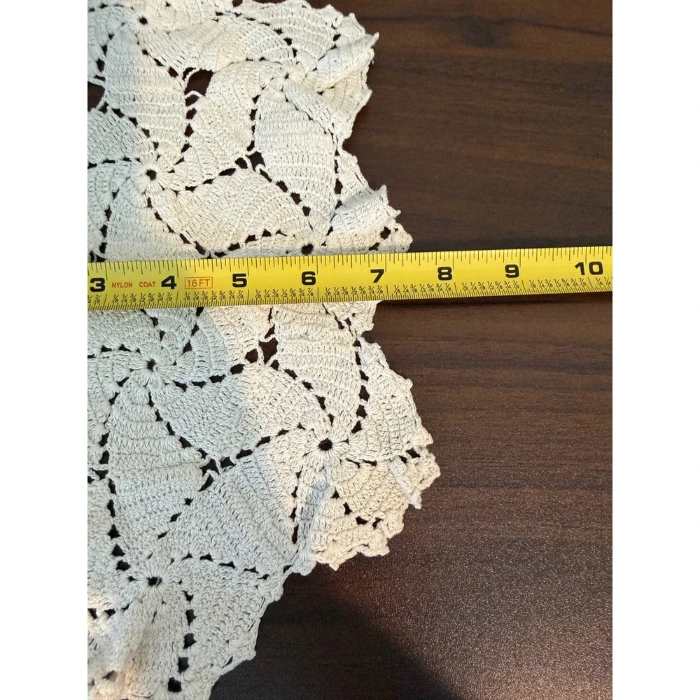 Vintage Handmade Crochet Doily Cream Cotton Pinwheel Lace Table Decor 12x7.5